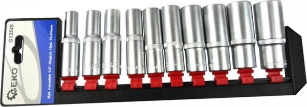 Geko Σετ Καρυδάκια 1/2" 10-24mm 10 Τεμαχίων, Μακριά Εργαλεία από Χρώμιο-Βανάδιο (G13545)