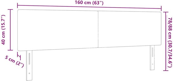 vidaXL Σετ Κεφαλάρι Κρεβατιού 2 Τεμαχίων, Ξύλινο, Σκούρο Γκρι, 160 εκ.