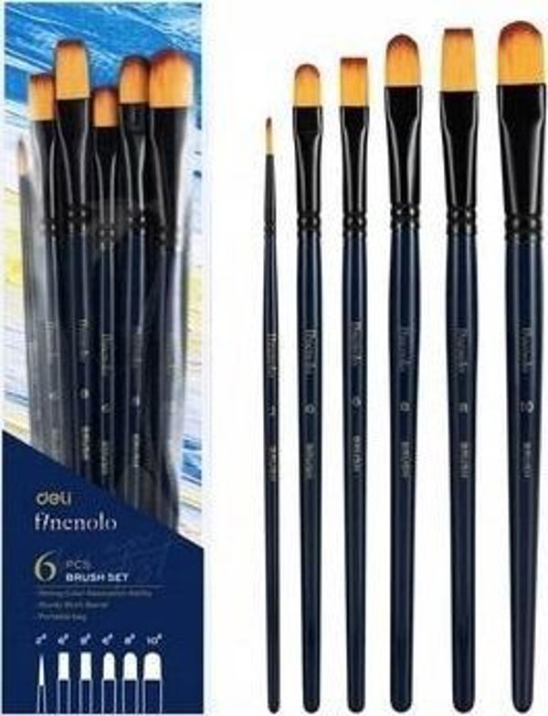Σετ πινέλων Finenolo σκληρό νάιλον 6τμχ DELI