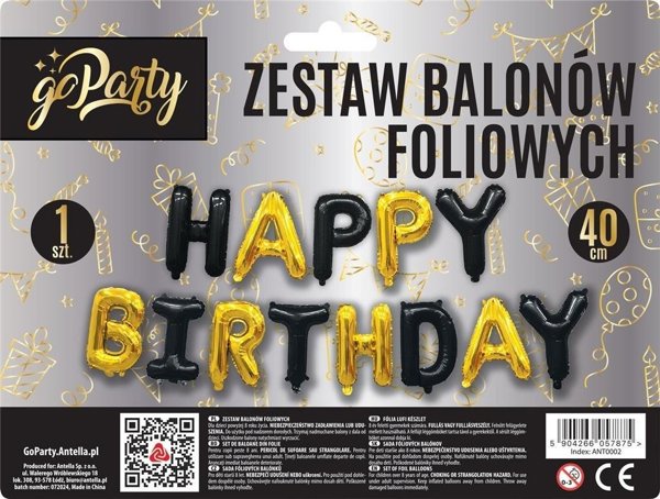Σετ μπαλονιών foil Happy Birthday mix