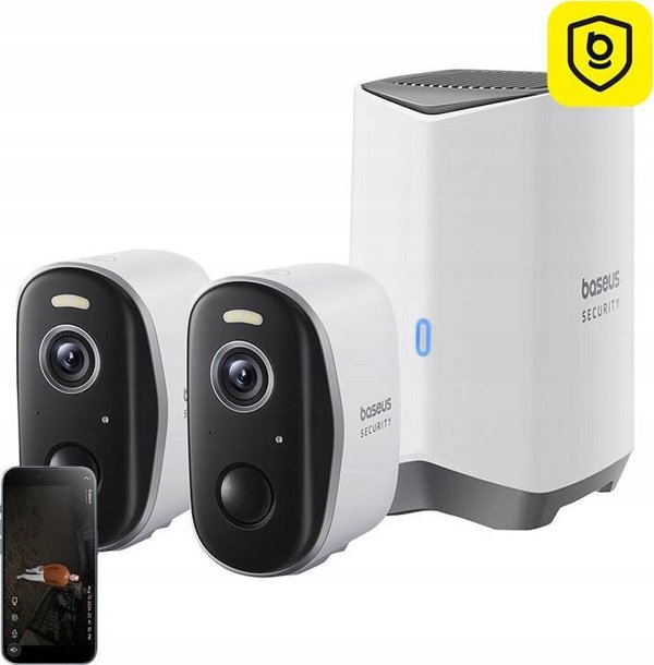 Zestaw 2 kamer zewnetrznych Baseus N1 2K Biale