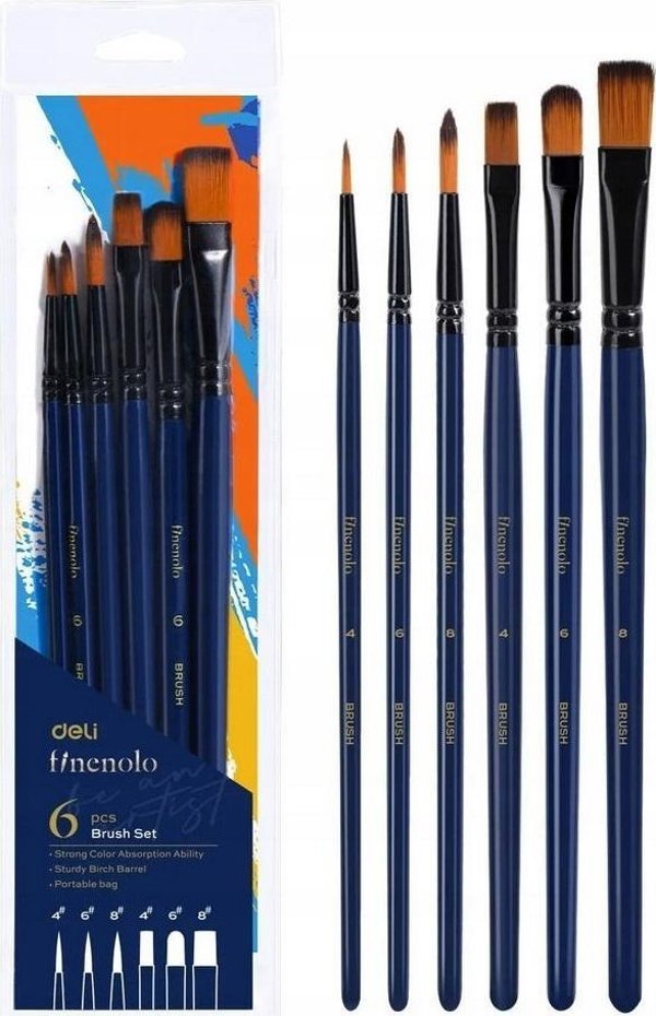 Σετ πινέλων Finenolo μαλακό νάιλον 6τμχ DELI