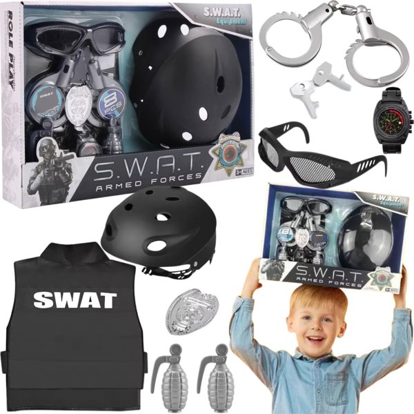 Σετ Στολή Ειδικός Πράκτορας Αστυνομικός SWAT Αλεξίσφαιρο Γιλέκο Χειροβομβίδες