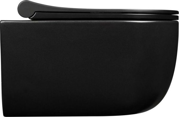 Vilarte Κρεμαστή Λεκάνη WC Mel Μαύρη Rimless, Σύνολο Συμπαγούς Σχεδιασμού, 49x33cm