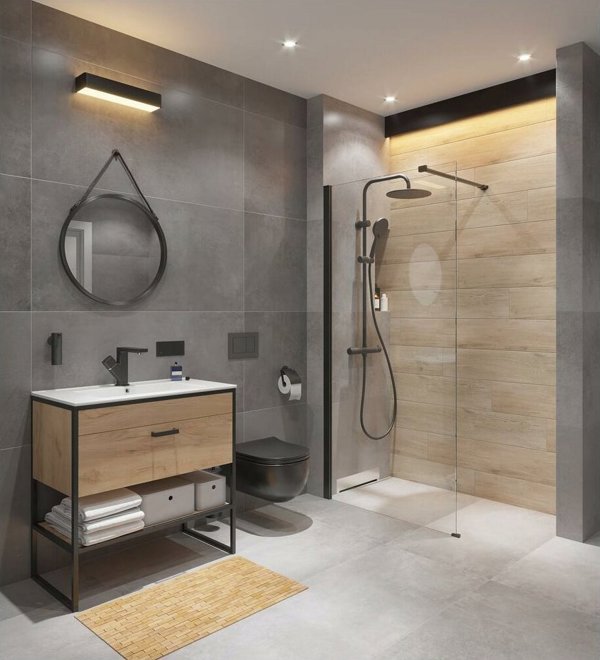 Vilarte Κρεμαστή Λεκάνη WC Mel Μαύρη Rimless, Σύνολο Συμπαγούς Σχεδιασμού, 49x33cm