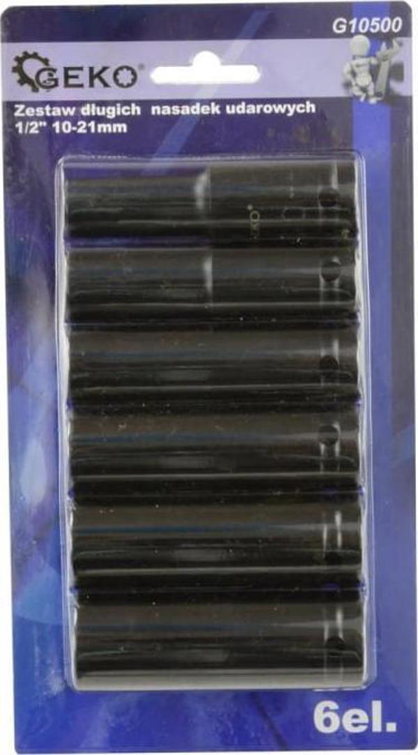 Geko Σετ Κρουστικών Καρυδιών Μακριά 1/2" 10-21mm, 6 Τεμάχια (G10500)