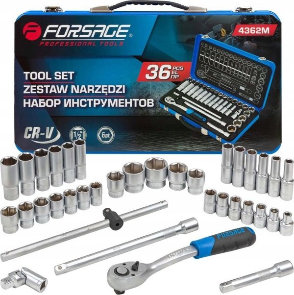 Σετ Εργαλείων Forsage 1/2" 36τμχ. (8-32mm) 6-γωνιακά Καρυδάκια και Καστάνια