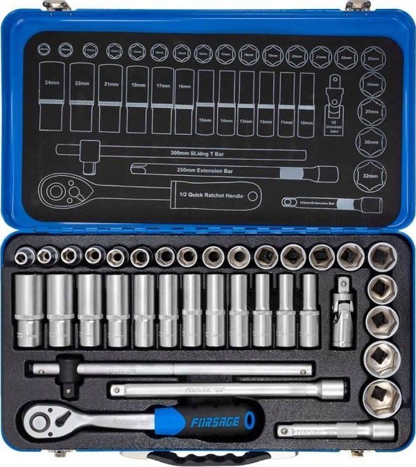Σετ Εργαλείων Forsage 1/2" 36τμχ. (8-32mm) 6-γωνιακά Καρυδάκια και Καστάνια