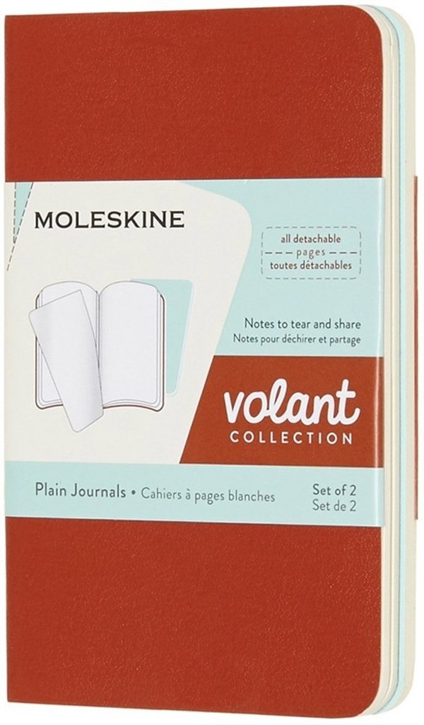Zestaw 2 zeszytow MOLESKINE Volant XS 6,5x10,5cm gladki 56 stron coral orange aquamarine