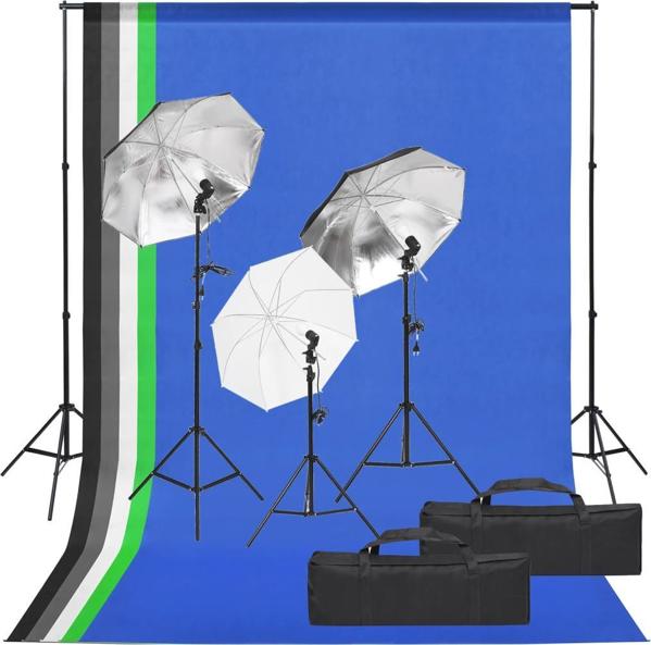 vidaXL Zestaw studyjny fotograficzny z lampami i tlami