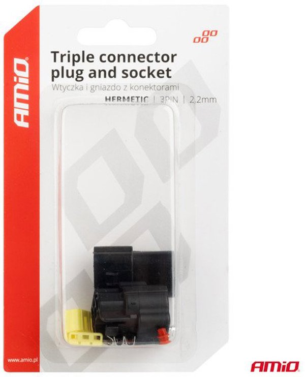 Αδιάβροχο Ηλεκτρικό Σύνδεσμο σετ 3 PIN 2.2mm AMIO-04347