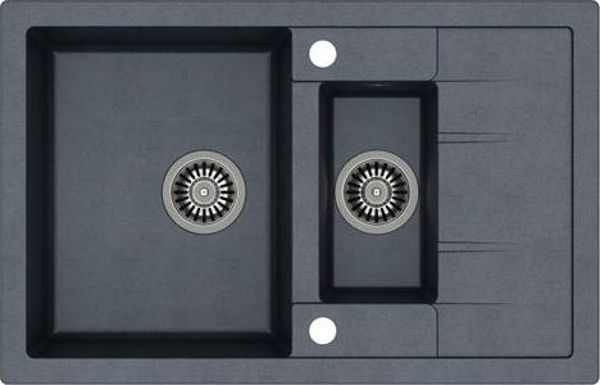 Νεροχύτης Κουζίνας Quadron Morgan 156 GraniteQ Αναστρέψιμος, Μαύρο Διαμάντι / Ατσάλι