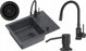 Νεροχύτης GraniteQ Ready-Smart 1-Θέσεων Γρανιτένιος 62x44x17.5cm με Μπαταρία, Ντουζάκι και Σιφόν - Very Black