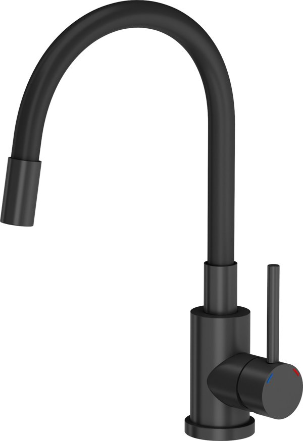 Νεροχύτης GraniteQ Ready-Smart 1-Θέσεων Γρανιτένιος 62x44x17.5cm με Μπαταρία, Ντουζάκι και Σιφόν - Very Black