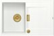 Νεροχύτης Owen OWEN 111 GraniteQ νεροχύτης με σιφόν Push 2 Open 1-θέσιος χωρίς αποστράγγιση (760x500x215| θάλαμος 330x430) χιονάτη λευκή / χρυσά στοιχεία
