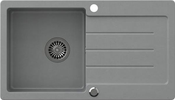 Steiner Johnny 111 Γρανιτένιος Νεροχύτης 1-Θέσιος, Γκρι, 77x44x18.5cm, με Σιφόνι και Τάπα Ανοξείδωτου Ατσαλιού