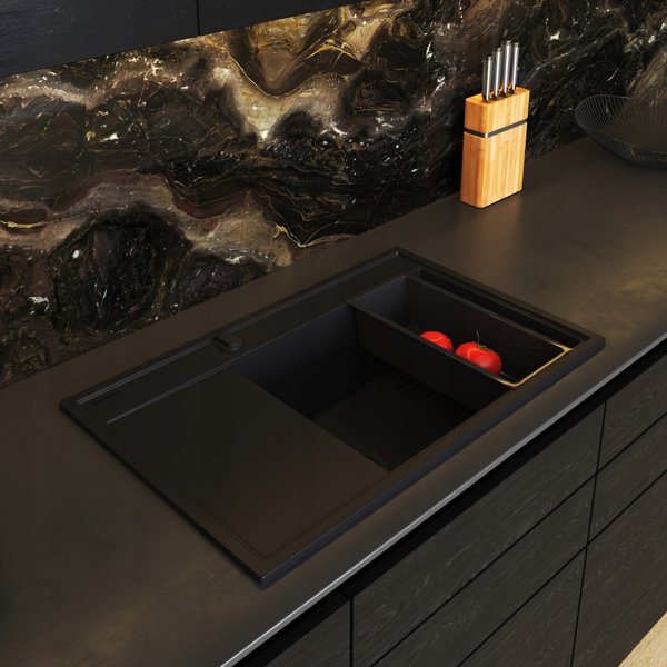 Zlew Pyramis CAMEA 79x50 1B1D R black edition