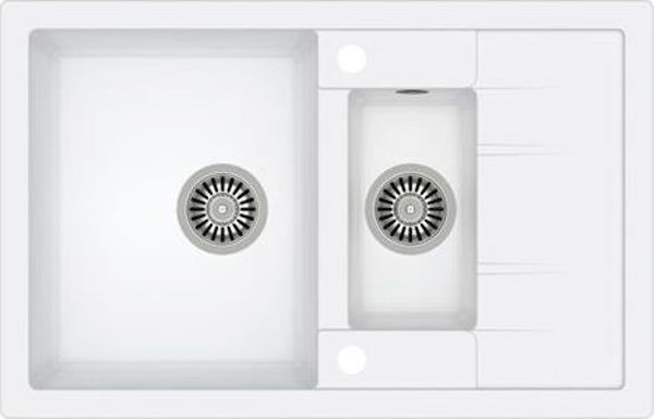 Νεροχύτης Κουζίνας Quadron Morgan 156 GraniteQ Αναστρέψιμος, Λευκό Μεταλλικό / Ατσάλι