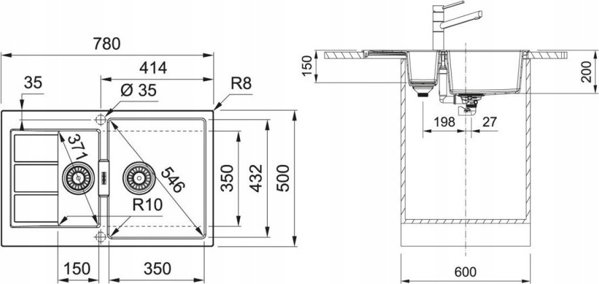 Franke Sirius 2.0 S2D 651-78 Νεροχύτης Κουζίνας Tectonite, Αναστρέψιμος, Stone Pink, 60cm, 143.0618.684