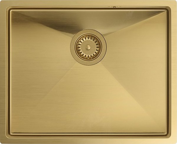 Νεροχύτης Quadron Anthony SteelQ PVD Χρυσός Μονοθέσιος, Ορθογώνιος, Χωνευτός με Σιφόνι και Συνδετήρες