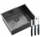 Zlewozmywak GraniteQ Quadron | ANTHONY 60 | stalowy zlewozmywak kuchenny GRAPHITE METAL PVD | wymiary: 54 x 44 x 19 cm | 1-komorowy podwieszany/wpuszczany | podbudowa szafki: od 60 cm [outlet]