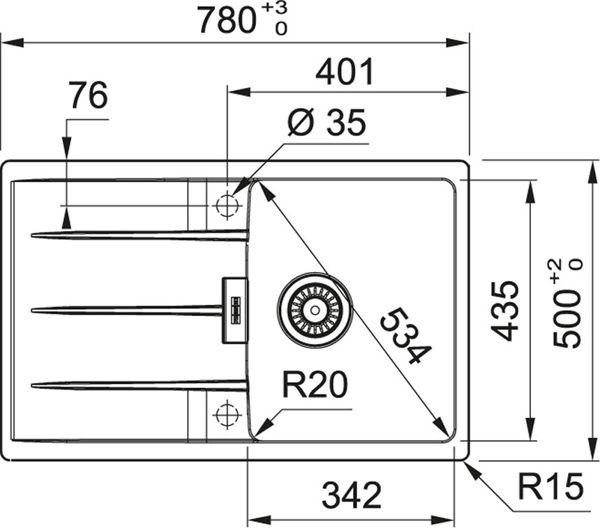 Franke Νεροχύτης Κουζίνας Γρανίτης CNG 611-78, Πέτρινο Γκρι, 78x50cm
