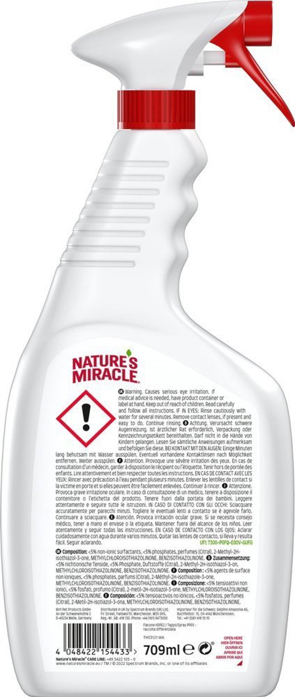 Zolux Nature's Miracle Stain & Odour Remover - Βιοενζυματικό Καθαριστικό Λεκέδων & Οσμών για Γάτες 709ml