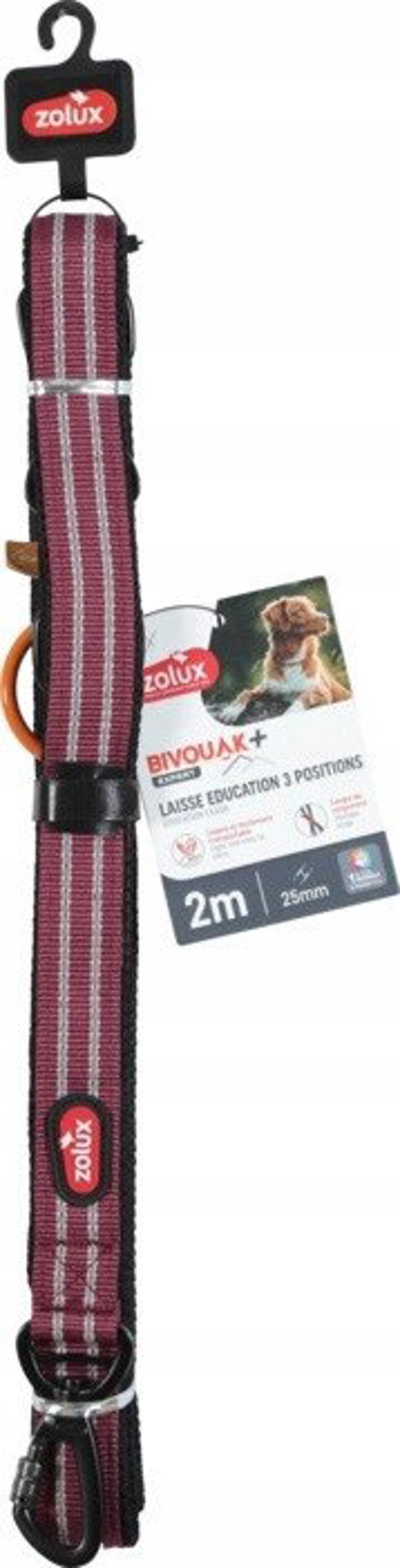 Zolux Εκπαιδευτικό λουρί για σκύλους BIVOUAK 2 m κόκκινο