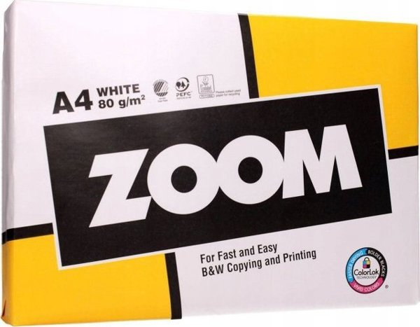 Χαρτί φωτοαντιγραφής A4 80G ZOOM λευκό 150 CIE 80G 500 φύλλα