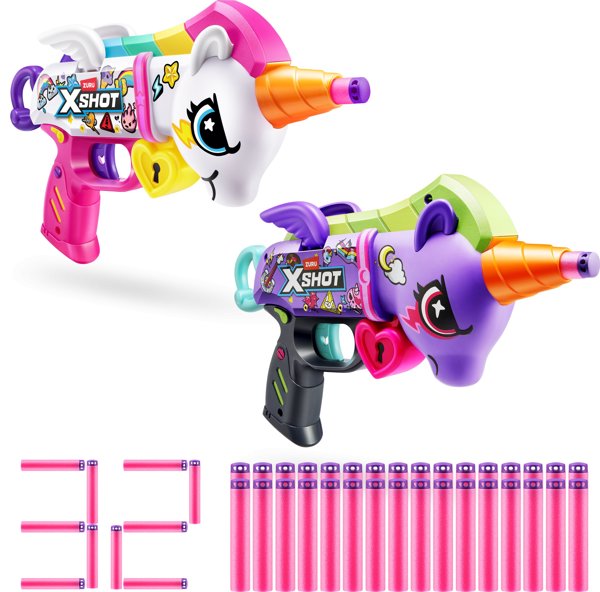 Zuru X-Shot Blastercorn Unicorn Blaster, Σετ 2 Τεμαχίων, Εκτοξευτήρες Παιχνιδιού