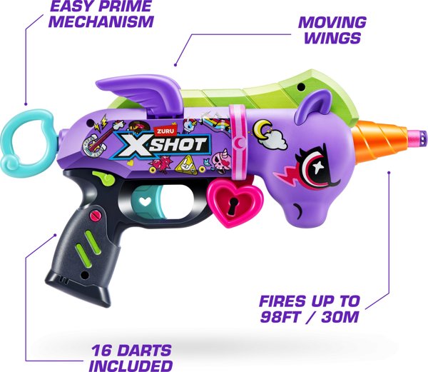 Zuru X-Shot Blastercorn Unicorn Blaster, Σετ 2 Τεμαχίων, Εκτοξευτήρες Παιχνιδιού