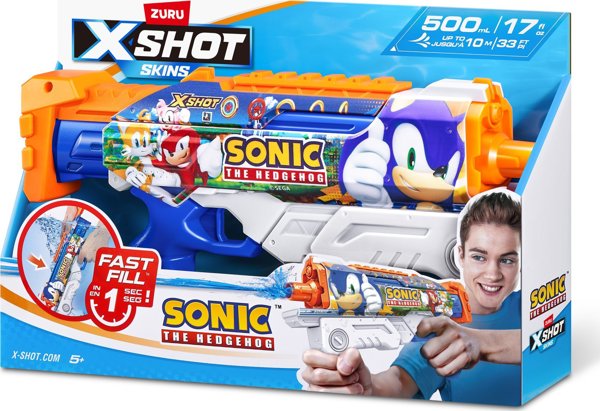 Zuru XSHOT Water Fast-Fill Skins Sonic The Hedgehog Hyperload Water Blaster