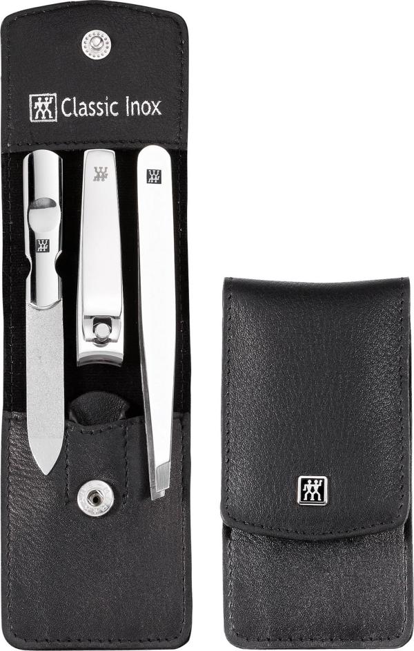 Zwilling Classic Inox Σετ Μανικιούρ 3 Τεμαχίων σε Μαύρη Δερμάτινη Θήκη