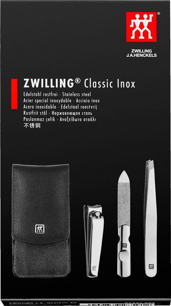 Zwilling Classic Inox Σετ Μανικιούρ 3 Τεμαχίων σε Μαύρη Δερμάτινη Θήκη