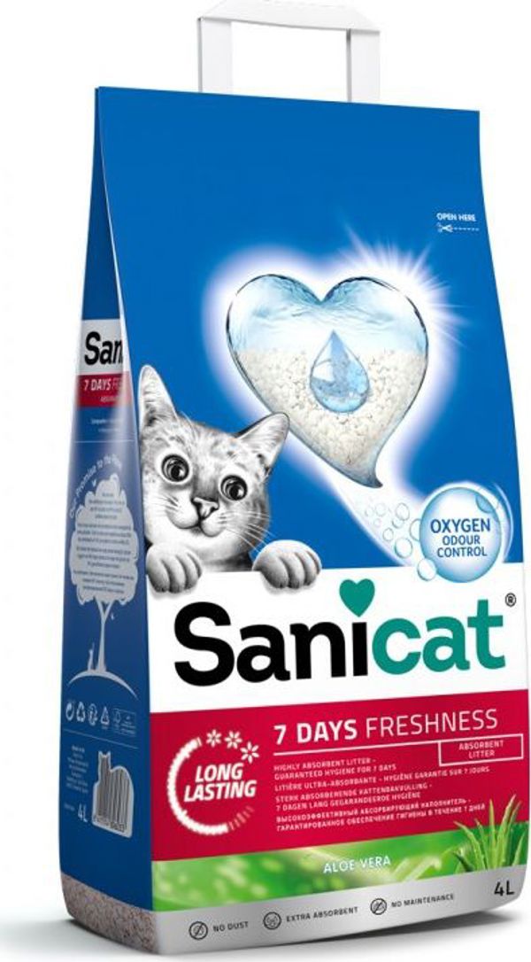 Sanicat 7 Days Aloe Vera Φυσική άμμο γάτας 4 l 8038756 8411514806033