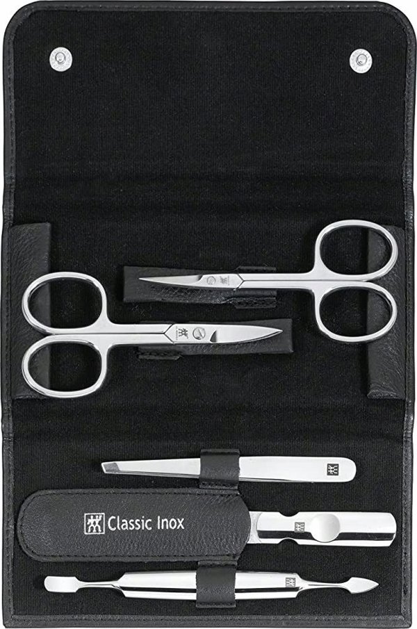 Zwilling Classic Inox Σετ Μανικιούρ 5 Τεμαχίων σε Μαύρη Δερμάτινη Θήκη