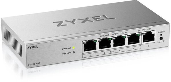 Zyxel GS1200-5HPV3 Διαχειριζόμενος L2 Gigabit Ethernet (10/100/1000) με υποστήριξη PoE Desktop Γκρι
