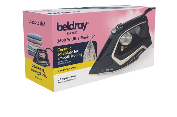 Σίδερο ατμού Beldray 2600W Ultra Sleek 280 ml Anti-Calc με συνεχή εκτόξευση ατμού