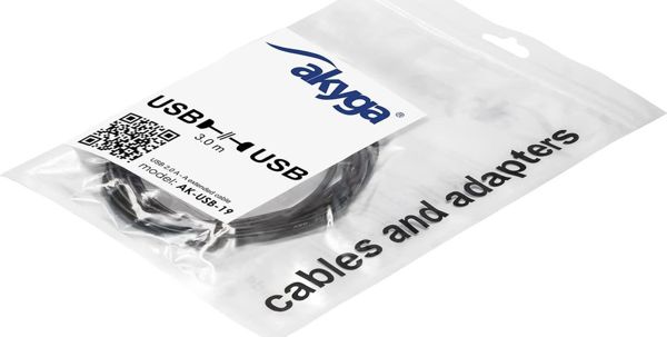Καλώδιο USB Akyga USB-A - USB-A 3 m Μαύρο (AK-USB-19)