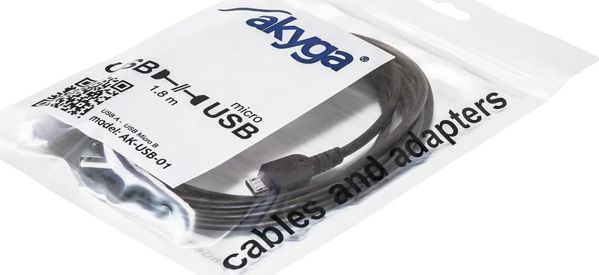 Καλώδιο USB Akyga USB-A - microUSB 1.8 m Μαύρο (AK-USB-01)