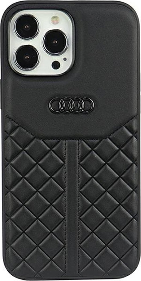 Audi Audi γνήσιο δέρμα iPhone 13 Pro Max 6,7" μαύρη/μαύρη σκληρή θήκη AU-TPUPCIP13PM-Q8/D1-BK