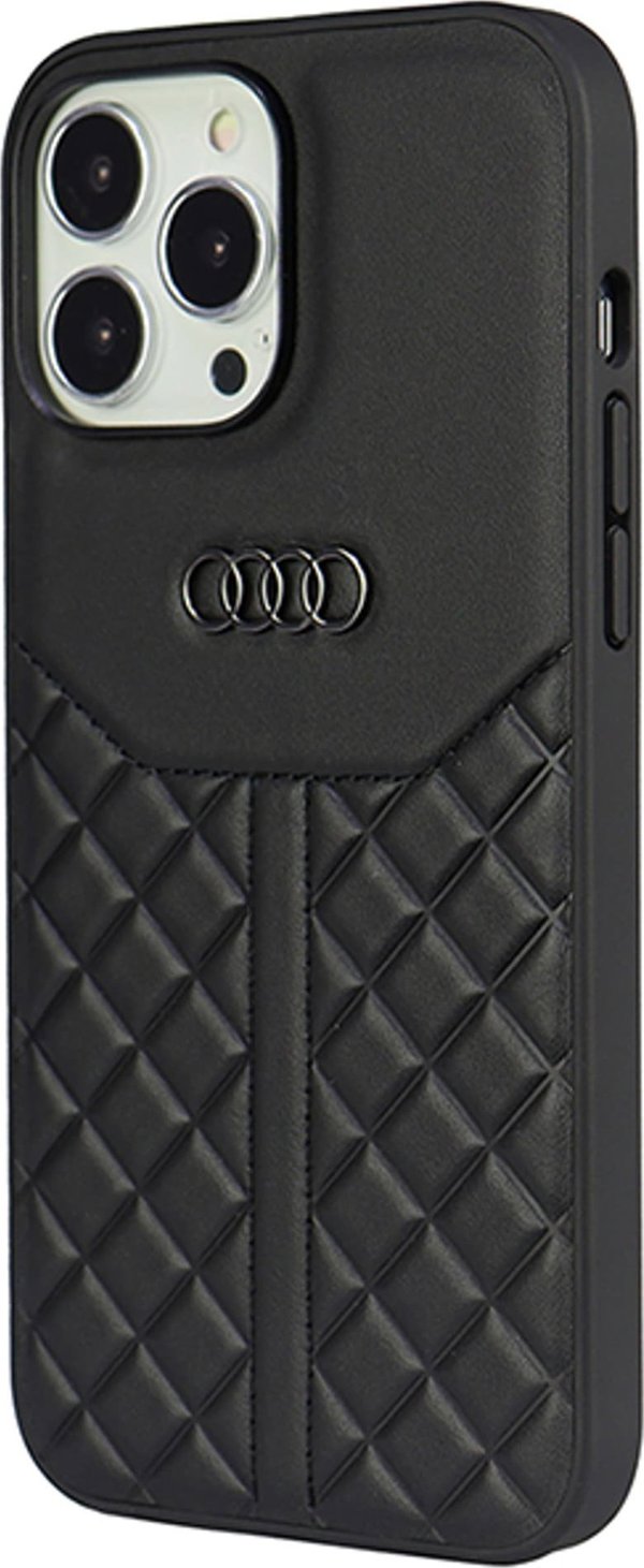 Audi Audi γνήσιο δέρμα iPhone 13 Pro Max 6,7" μαύρη/μαύρη σκληρή θήκη AU-TPUPCIP13PM-Q8/D1-BK