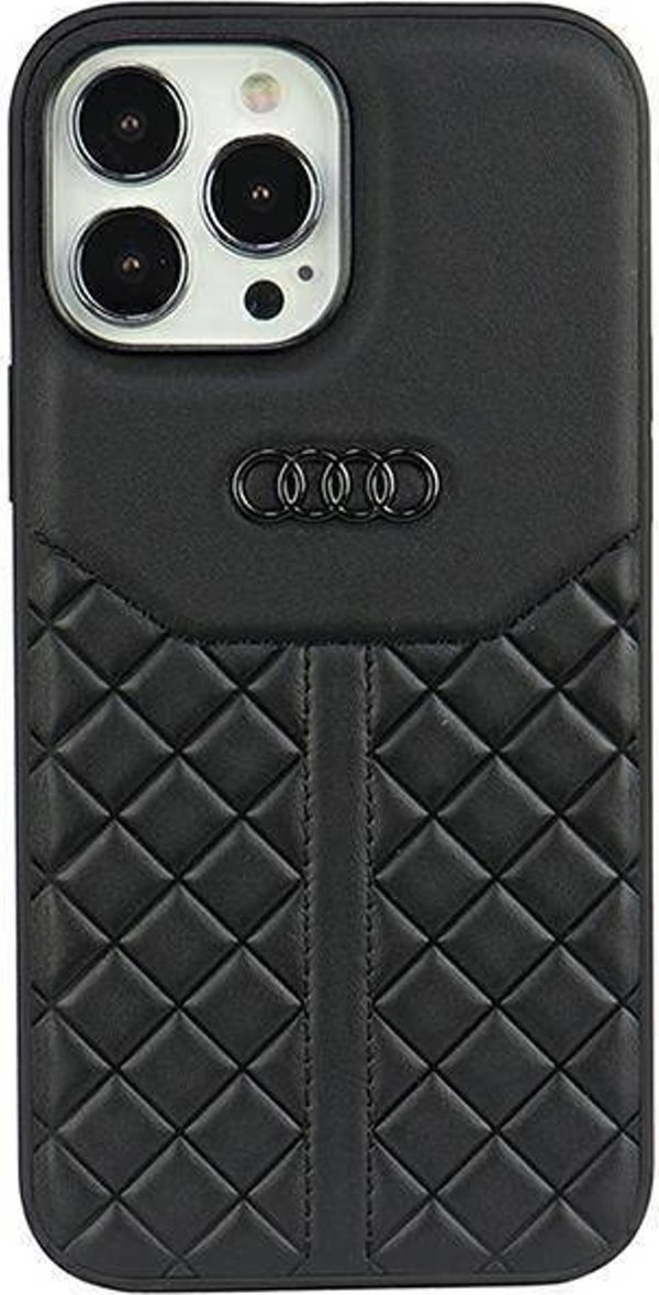 Audi Audi γνήσιο δέρμα iPhone 13 Pro Max 6,7" μαύρη/μαύρη σκληρή θήκη AU-TPUPCIP13PM-Q8/D1-BK