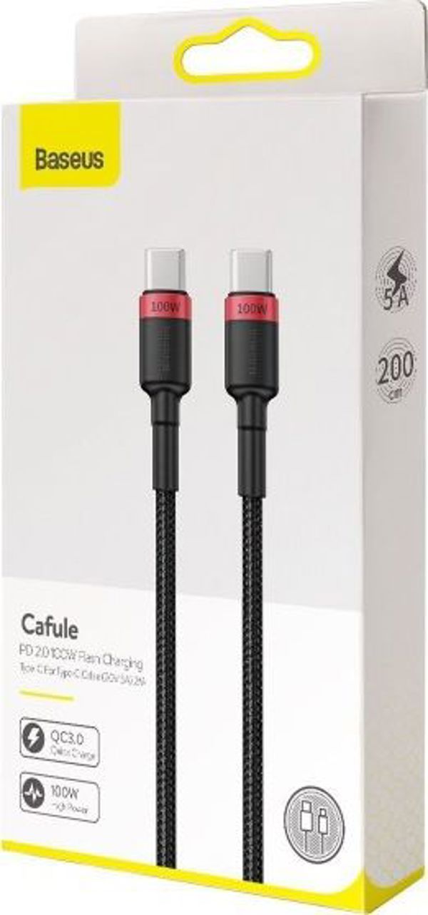 Baseus cable Cafule PD USB-C - USB-C 2,0 m 5A red-black 100W