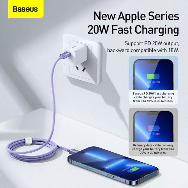 Καλώδιο USB Baseus USB-C - Lightning 1.2 m Μωβ (FD-2259-6932172602765)