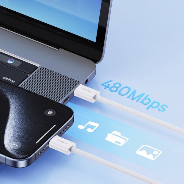 Καλώδιο USB Baseus USB-C - USB-C 1 m Λευκό (6932172648800)