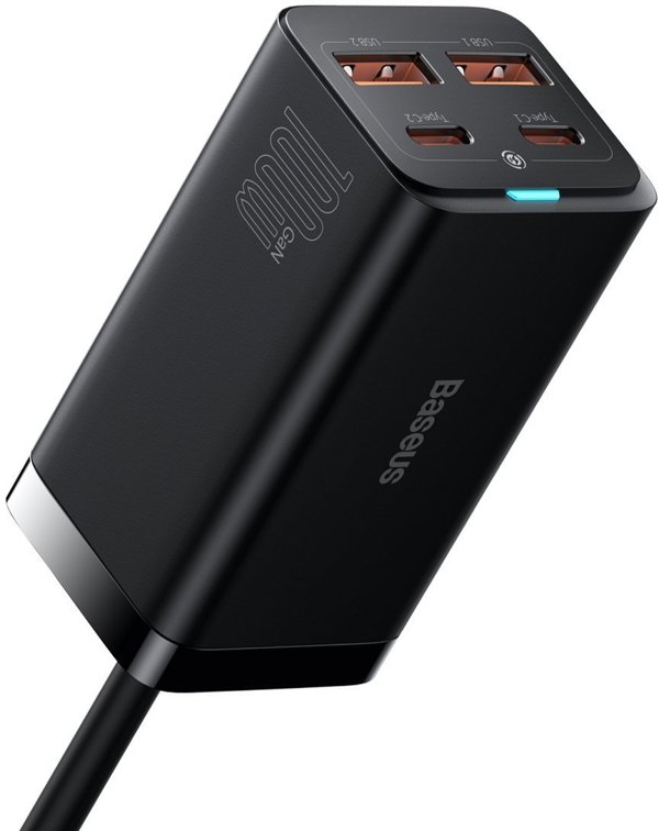 Φορτιστής Baseus Φορτιστής τοίχου Baseus GaN3 Pro 2xUSB-C + 2xUSB, 100W (μαύρη)