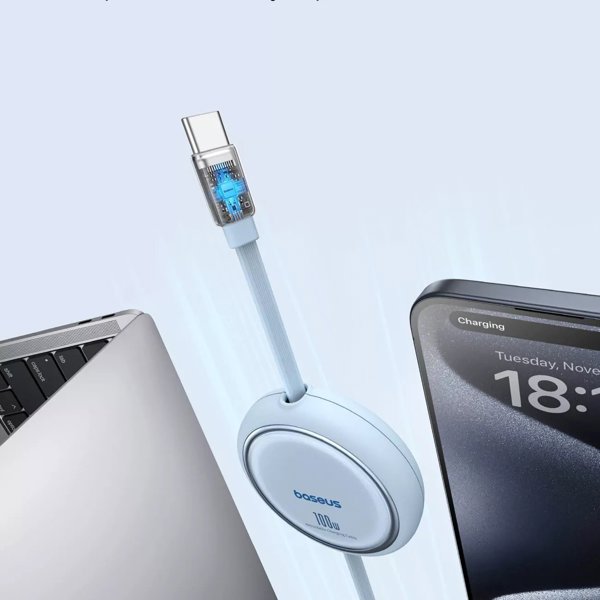 HUB USB Baseus Καλώδιο USB-C σε USB-C Baseus Free2Draw, PD, 100W, 1m (μπλε)