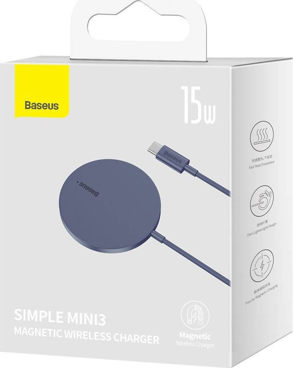 Μαγνητικός ασύρματος φορτιστής Baseus Simple Mini3 15W (μωβ)