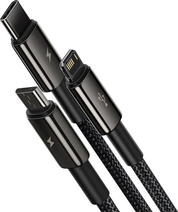 Καλώδιο USB Baseus USB-A - USB-C + microUSB + Lightning 1.5 m Μαύρο (CAMLTWJ-01)